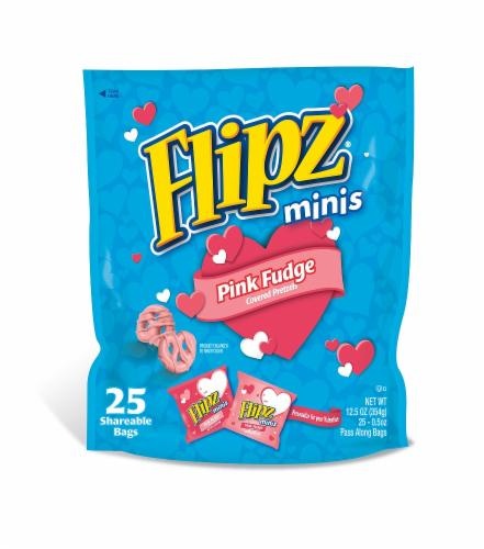 slide 1 of 1, Flipz Minis Pink Fudge Covered Pretzels, 12.5 oz