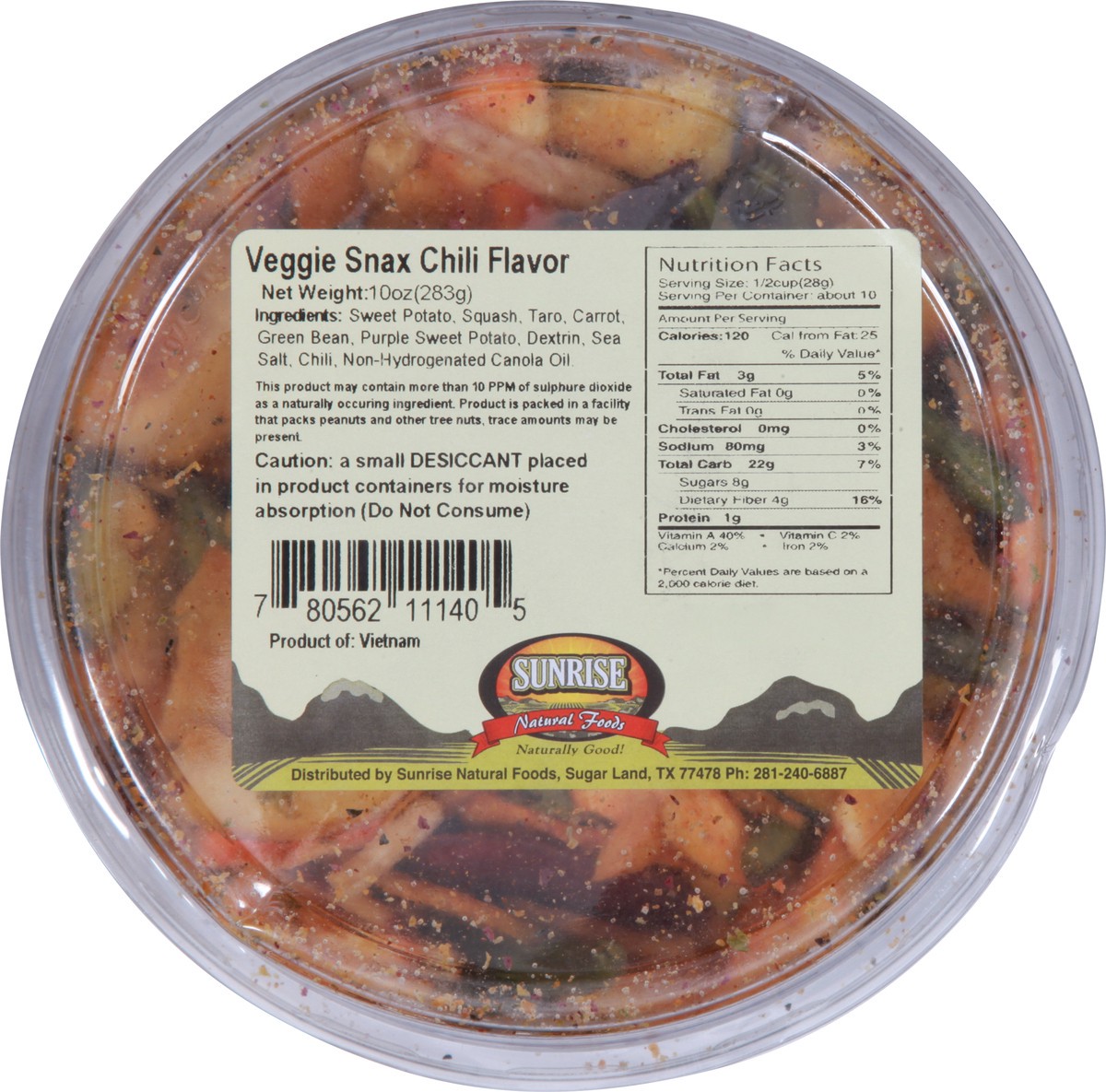 slide 4 of 9, Sunrise Natural Foods Veggie Spicy Chili Flavor Snax 10 oz, 10 oz