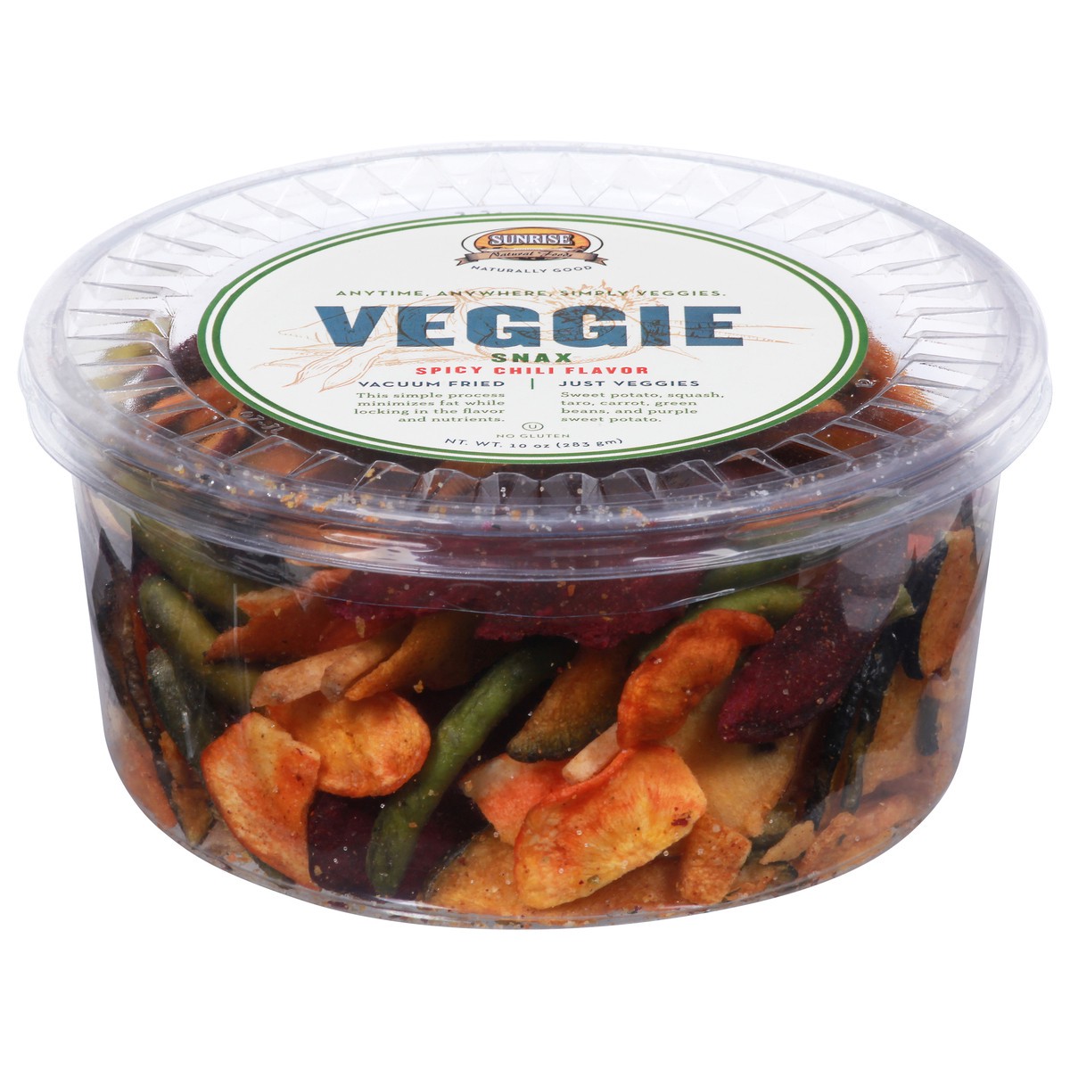 slide 1 of 9, Sunrise Natural Foods Veggie Spicy Chili Flavor Snax 10 oz, 10 oz