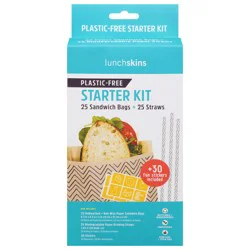 LunchSkins Plastic-Free Sandwich Bags + Straws Starter Kit - 1 ea