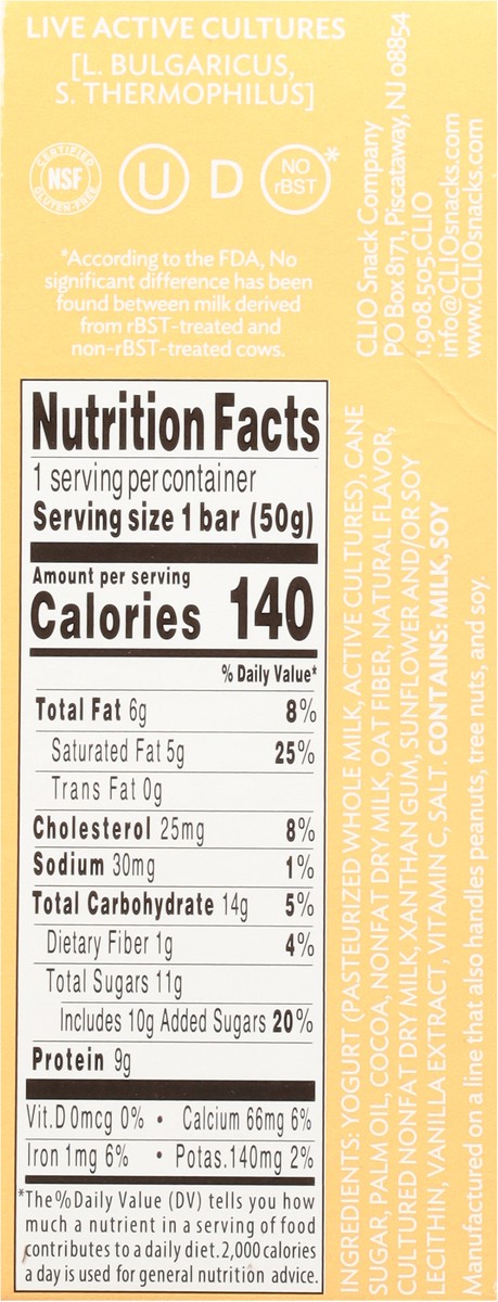 slide 2 of 11, Clio Vanilla Greek Yogurt Bar, 1.76 fl oz