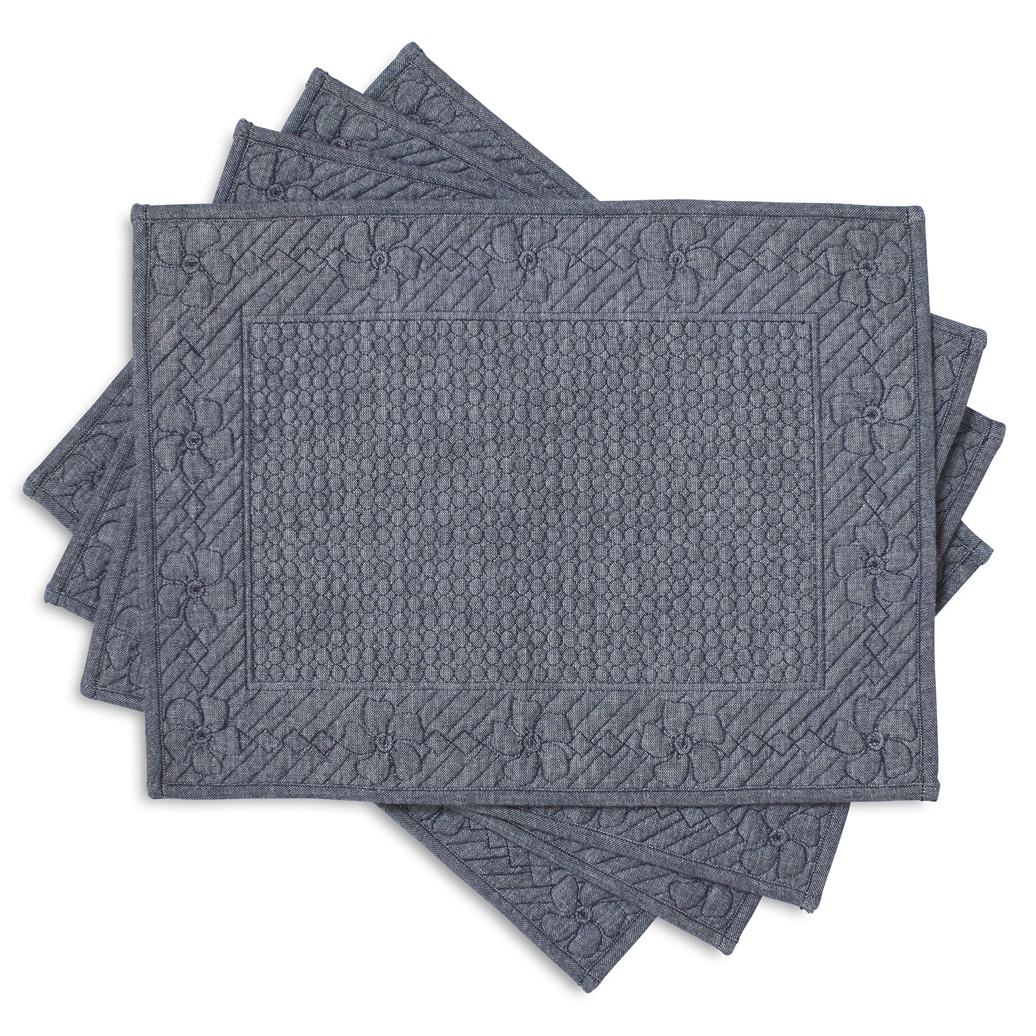 slide 1 of 1, Sur La Table Indigo Quilted Placemats, 4 ct