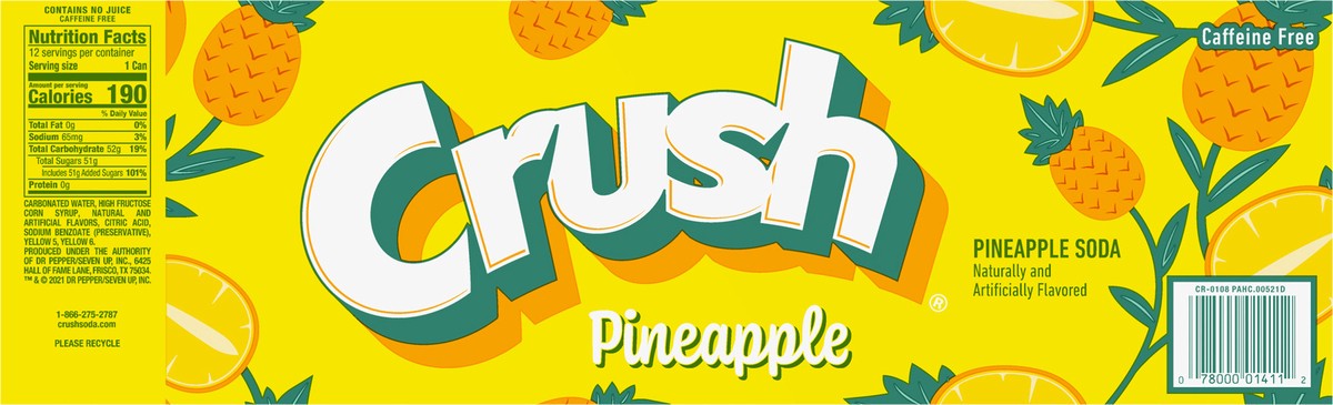 slide 2 of 7, Crush Soda Pineapple, 12 ct; 12 fl oz