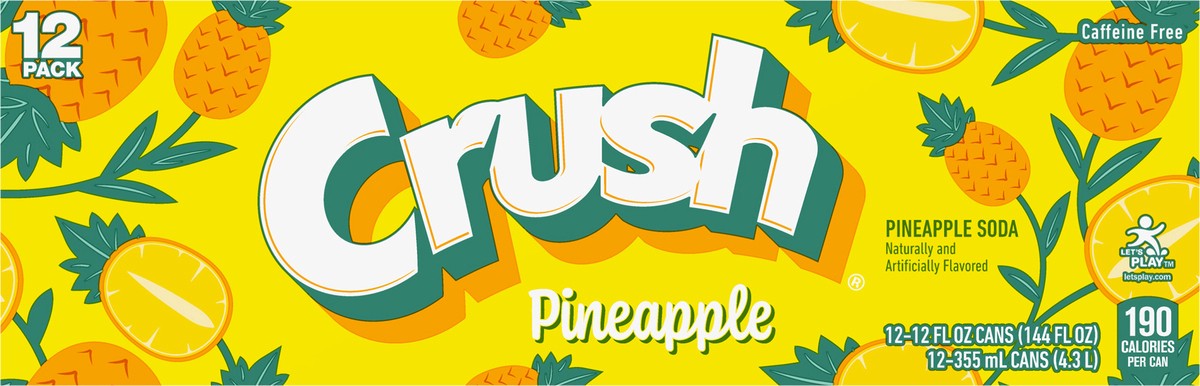 slide 4 of 7, Crush Soda Pineapple, 12 ct; 12 fl oz