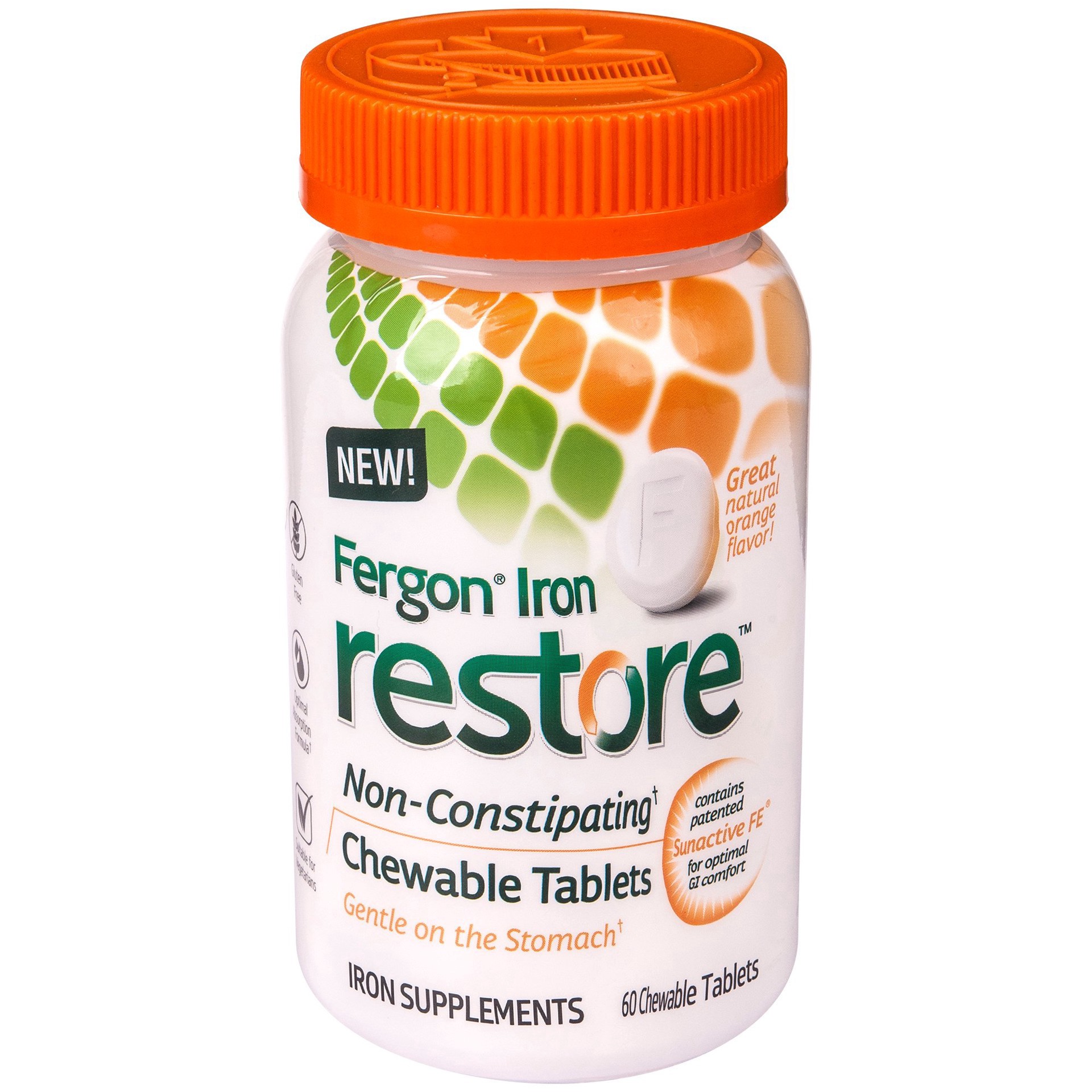 slide 1 of 4, Fergon Iron Restore Non-Constipating Chewable Tablets, 60 ct