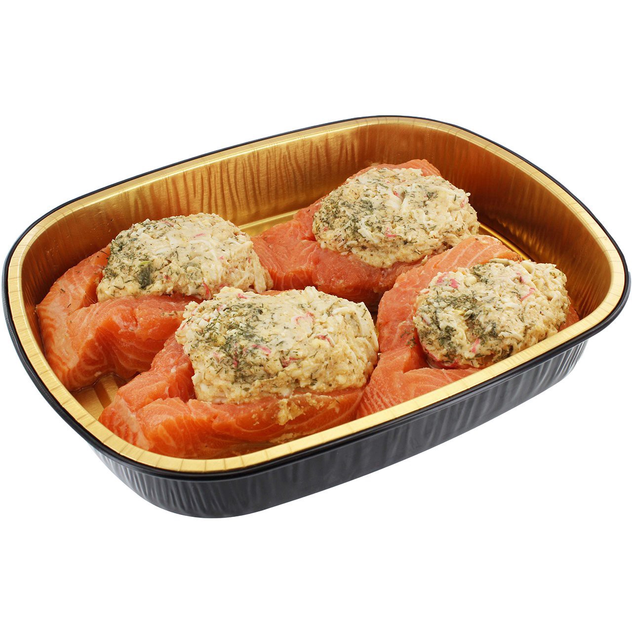 slide 1 of 1, Meal Simple by H-E-B Crab-Stuffed Atlantic Salmon Fillets, 4 ct