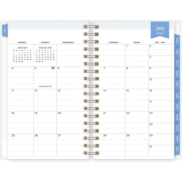 slide 3 of 9, Blue Sky Day Designer Weekly/Monthly Academic Pp Planning Calendar, 3-5/8 X 6-1/8, Floret Stripe, July 2021 To June 2022, 1 ct