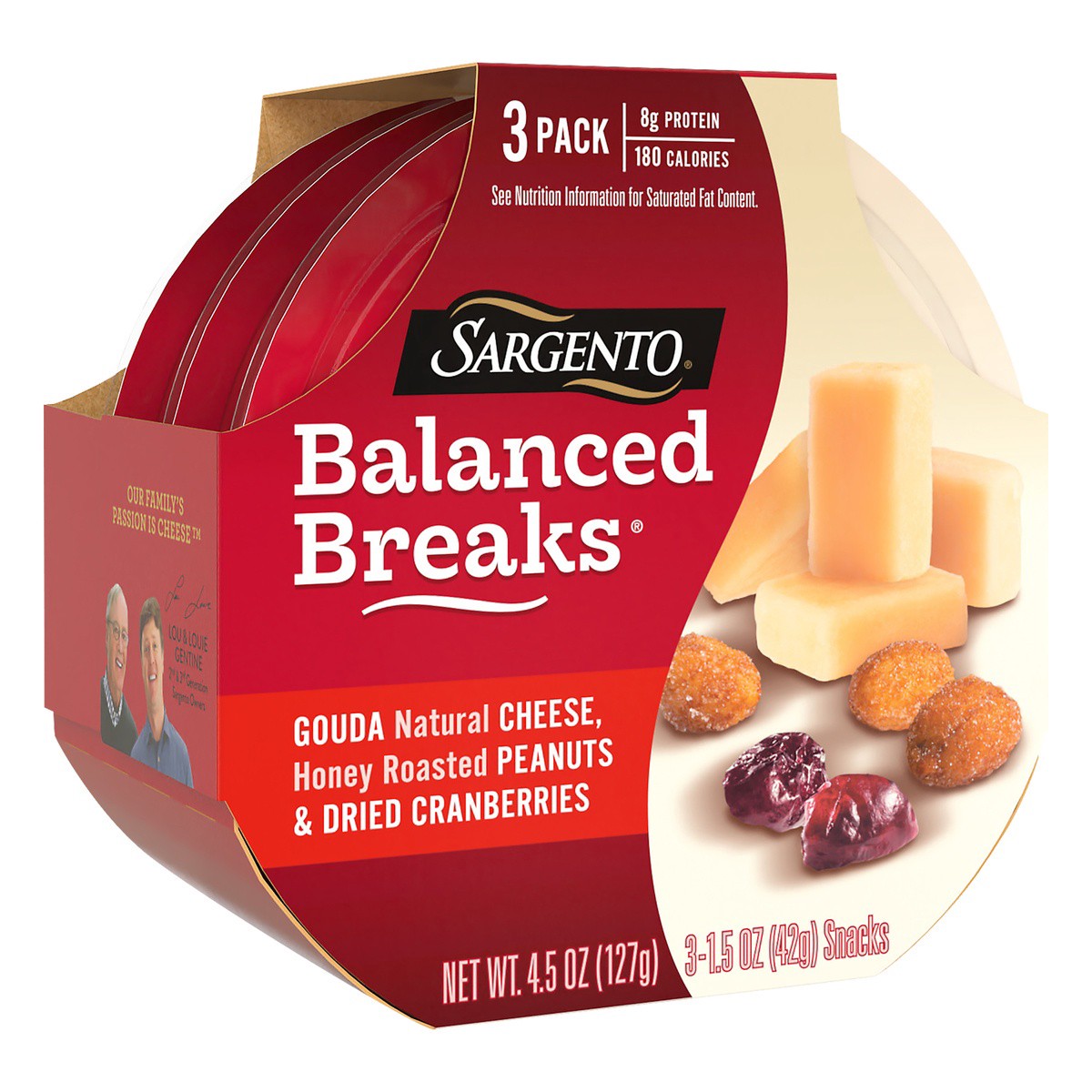 slide 2 of 9, Sargento Balanced Breaks with Gouda Natural Cheese, Honey Roasted Peanuts and Dried Cranberries, 1.5 oz., 3-Pack, 4.5 oz