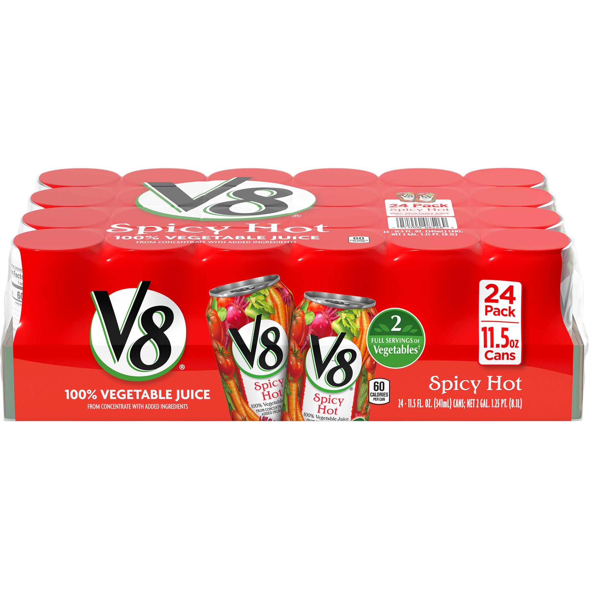 slide 1 of 5, V8 Spicy Hot 100% Vegetable Juice, 11.5 oz. Can (Pack of 24), 276 oz