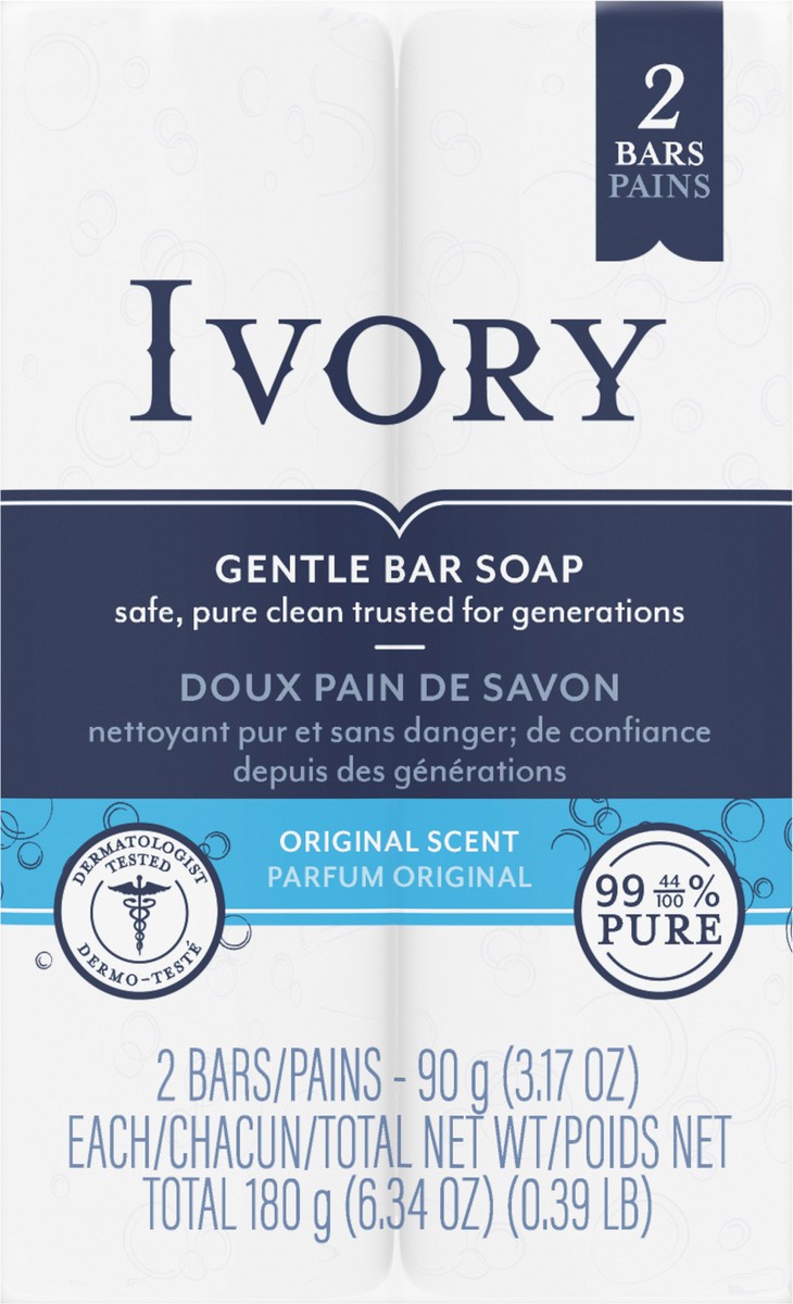 slide 3 of 3, Ivory Gentle Bar Soap Original Scent 3.17 Oz., 2 Count, 2 ct