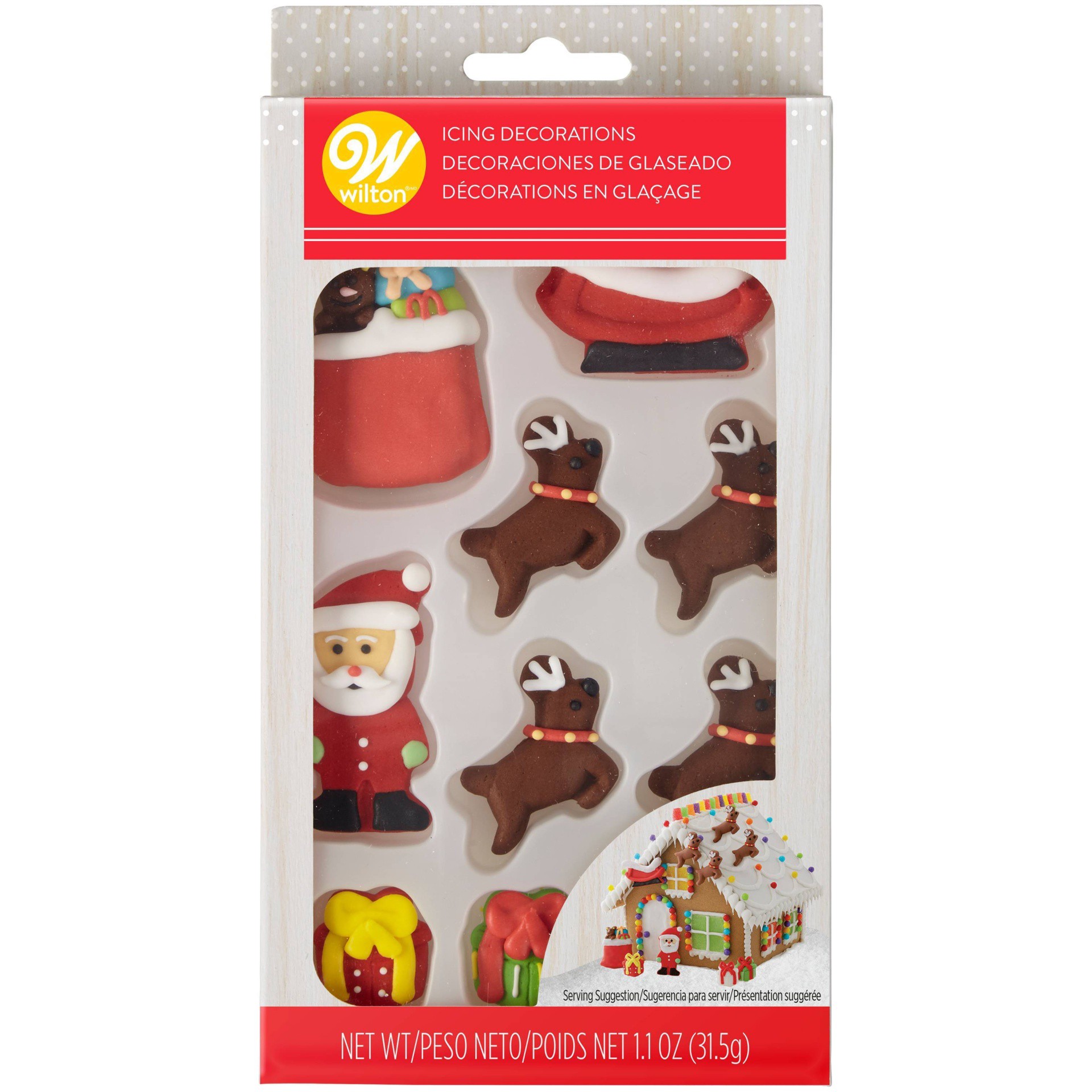 slide 1 of 4, Wilton Gingerbread House Decorating Kit Santa and Reindeer, 1.1 oz