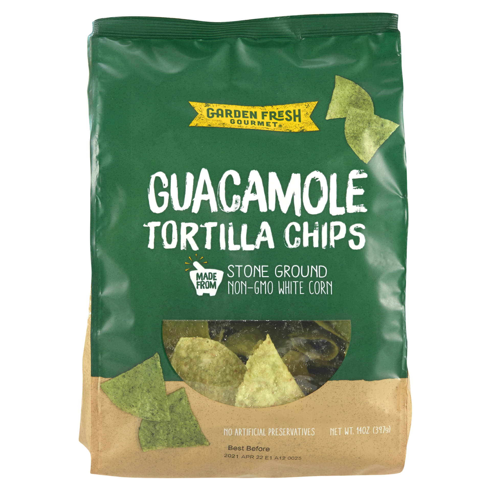 slide 1 of 1, Garden Fresh Tortilla Chips, Guacamole, 14 oz
