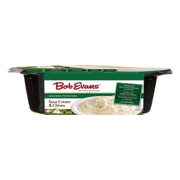slide 1 of 3, Bob Evans Sour Cream & Chives Mashed Potatoes 24 Ounces, 24 oz