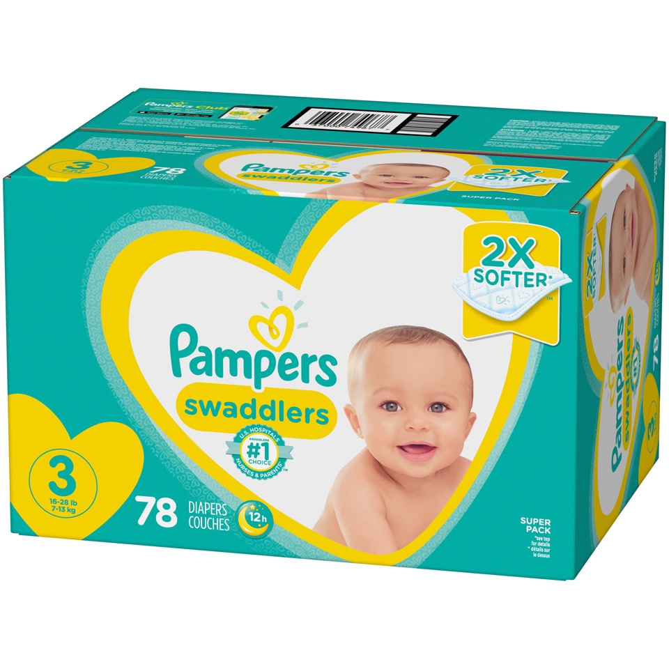 slide 3 of 3, Pampers Swaddlers Diapers Size-3 Super Pack, 78 ct