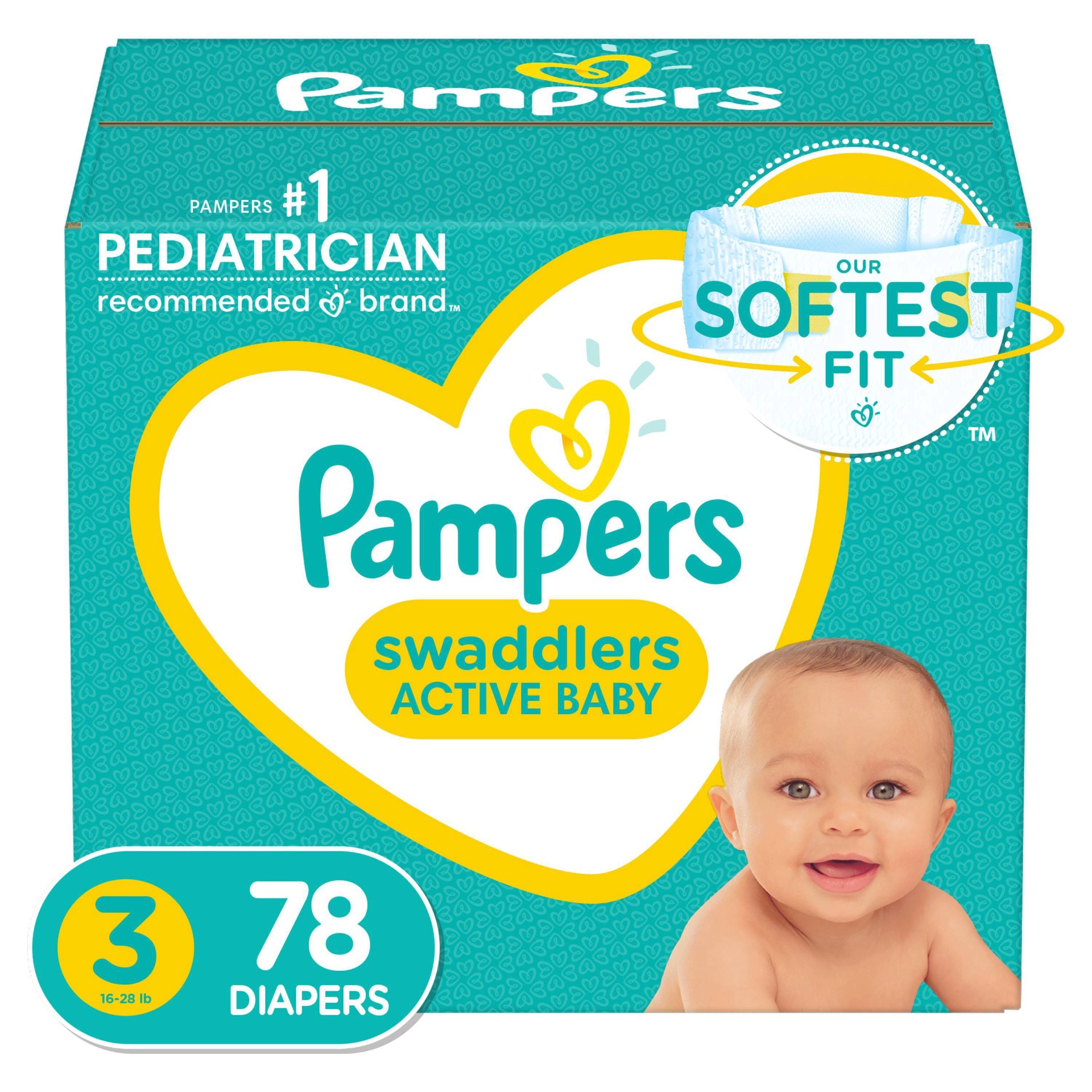 slide 1 of 3, Pampers Swaddlers Diapers Size-3 Super Pack, 78 ct