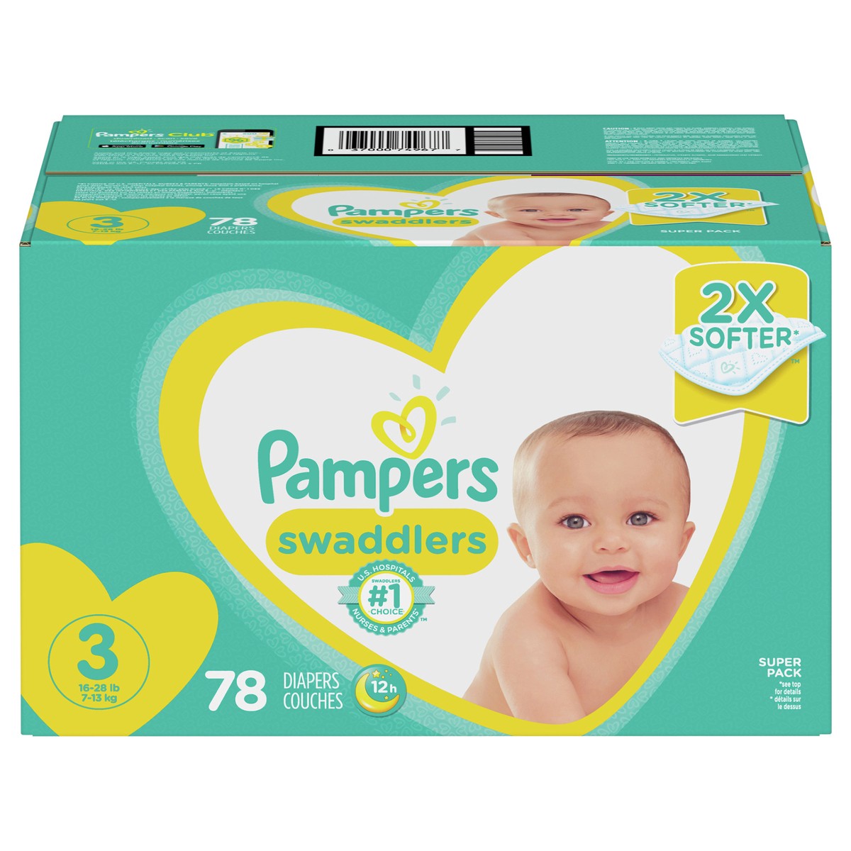 slide 1 of 7, Pampers Swaddlers Super Pack Size 3 (16-28 lb) Diapers 78 ea, 78 ct