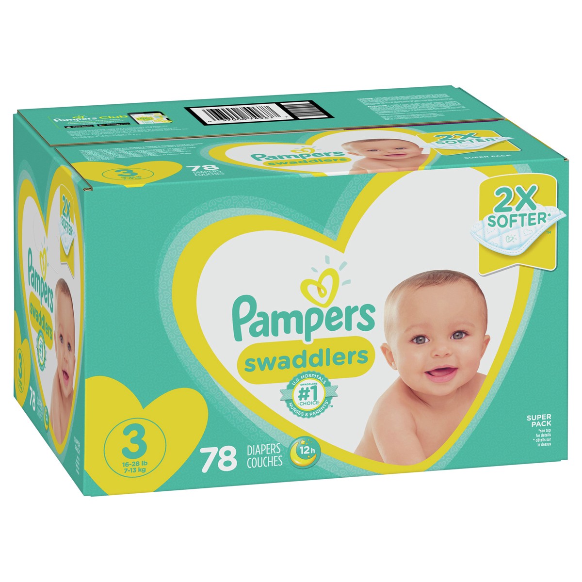 slide 7 of 7, Pampers Swaddlers Super Pack Size 3 (16-28 lb) Diapers 78 ea, 78 ct