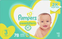 Pampers Swaddlers Super Pack Size 3 (16-28 lb) Diapers 78 ea