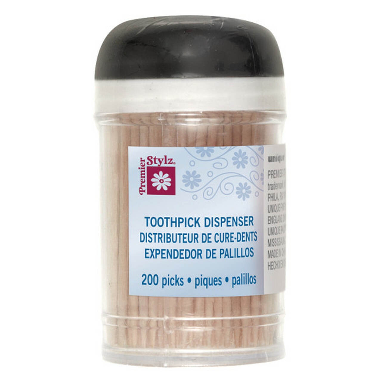 slide 1 of 1, Premier Stylz Clear Plastic Toothpick Dispenser, 200 ct