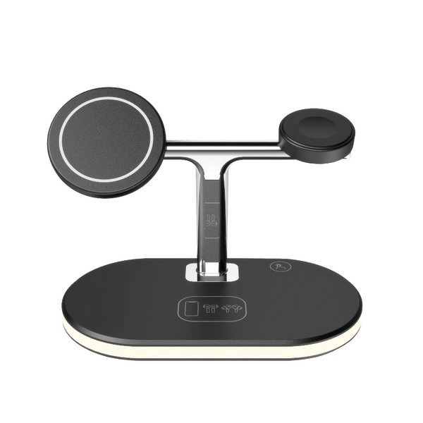 slide 3 of 3, GNBI 3-In-1 Magnetic Wireless Charger, Black, 7359, 1 ct