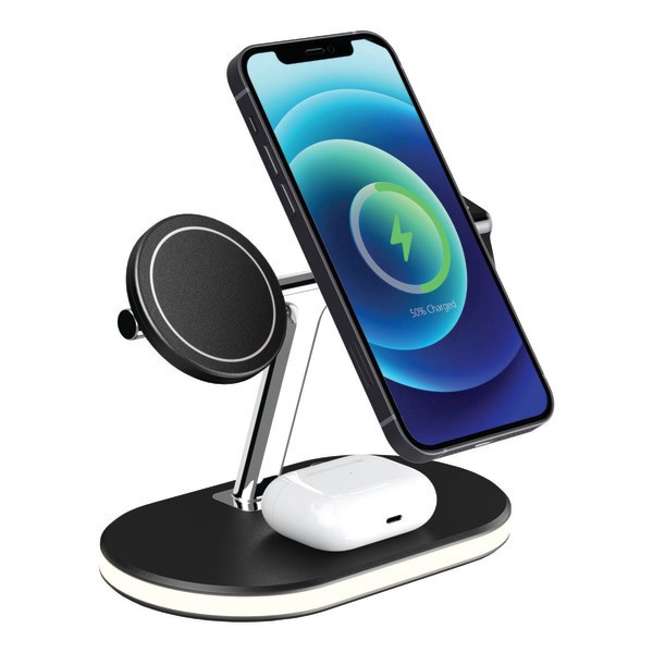 slide 2 of 3, GNBI 3-In-1 Magnetic Wireless Charger, Black, 7359, 1 ct