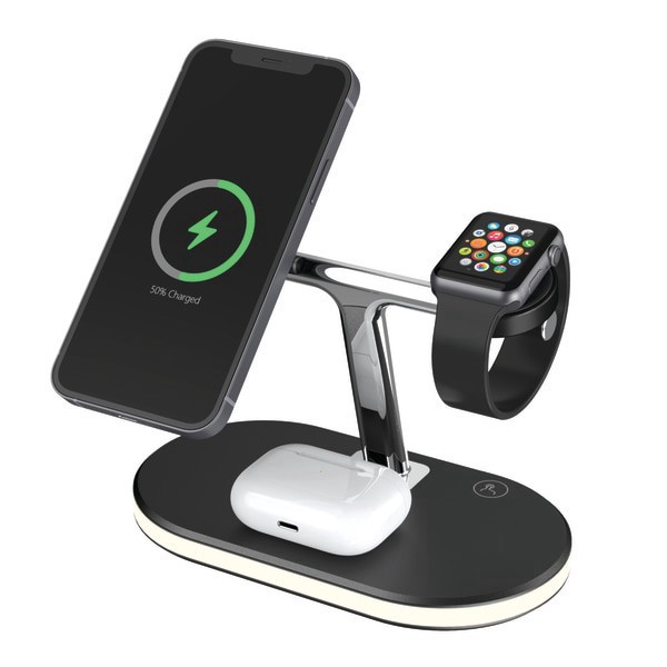 slide 1 of 3, GNBI 3-In-1 Magnetic Wireless Charger, Black, 7359, 1 ct