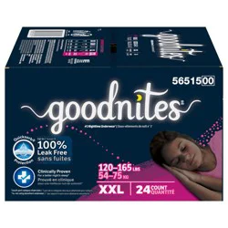 Goodnites Girls' Nighttime Underwear, Size XXL (120-165 lbs), 24 Ct