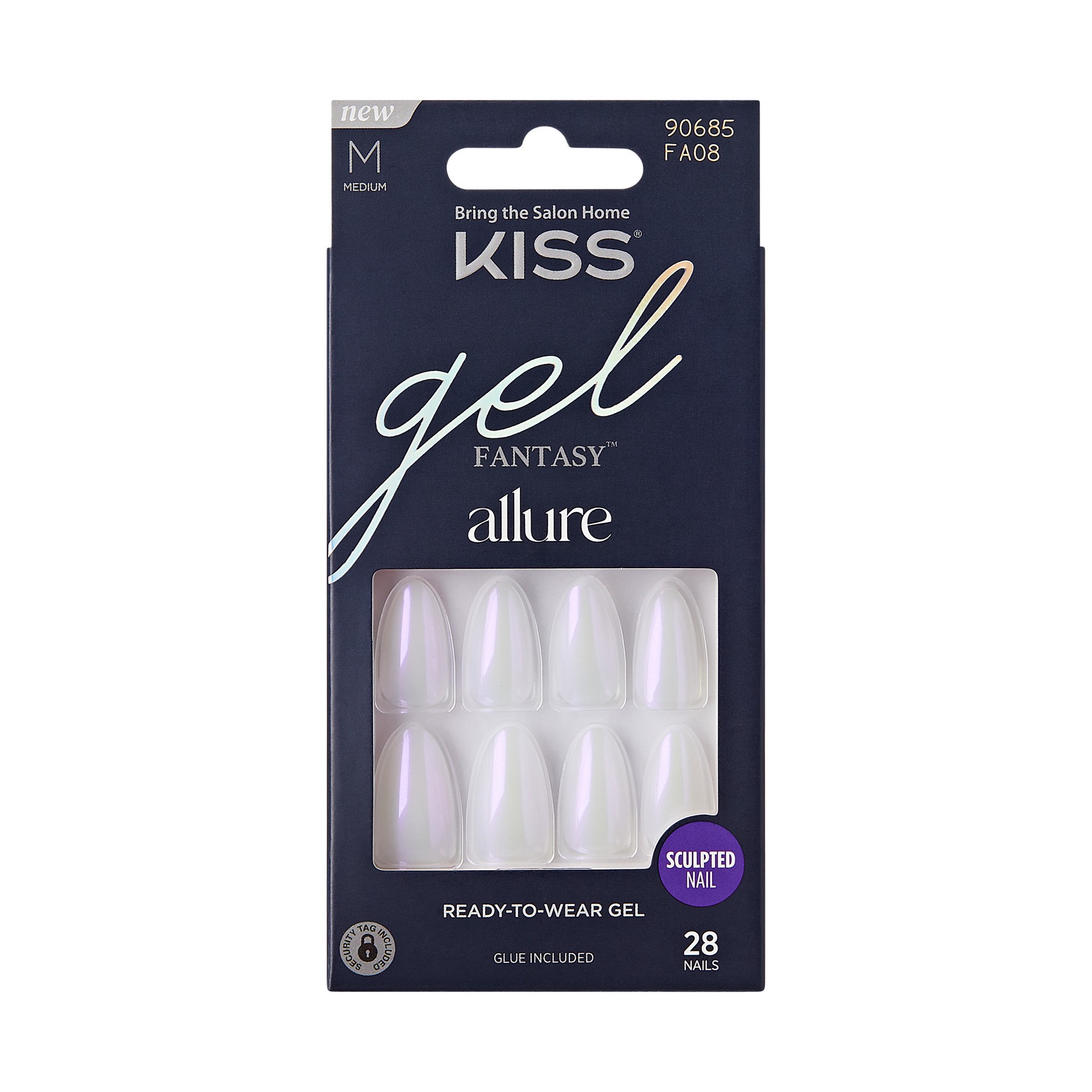 slide 1 of 5, KISS Gel Fantasy Allure Glazed Donut Press-On Nails, White, Medium, Almond Shape, 31 Ct., 1 ct