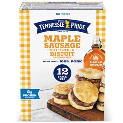 Odom''s Tennessee Pride Odom’s Tennessee Pride Maple Sausage Buttermilk Biscuit Frozen Breakfast Sandwiches Snack Size 12-ct