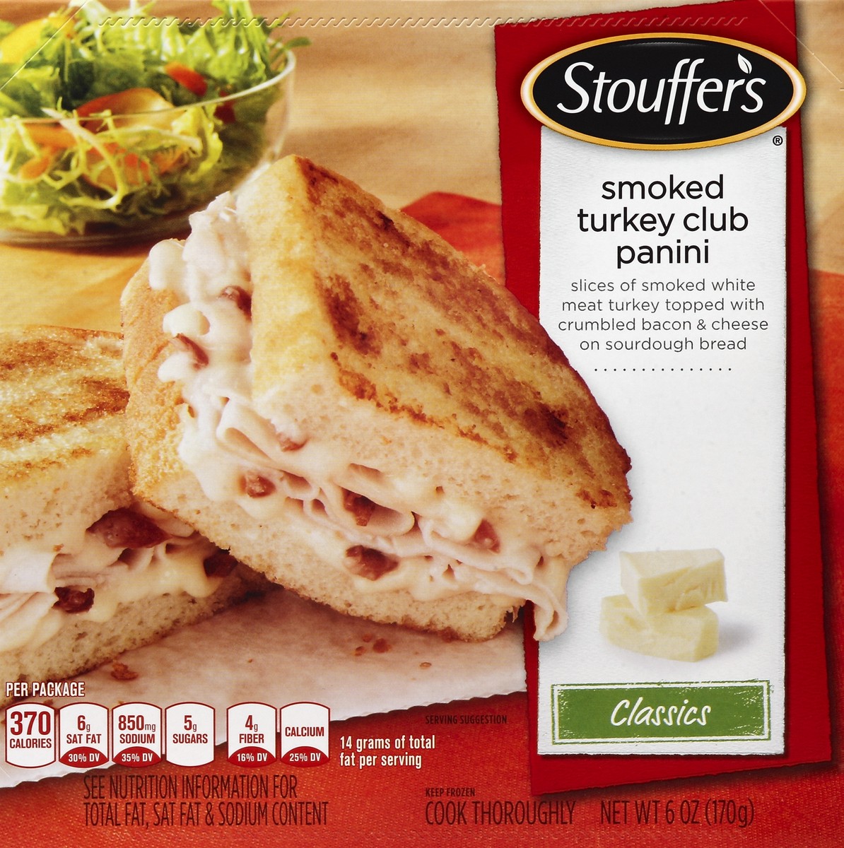 slide 4 of 4, Stouffer's Panini - Corner Bistro Smoked Turkey Club, 6 oz