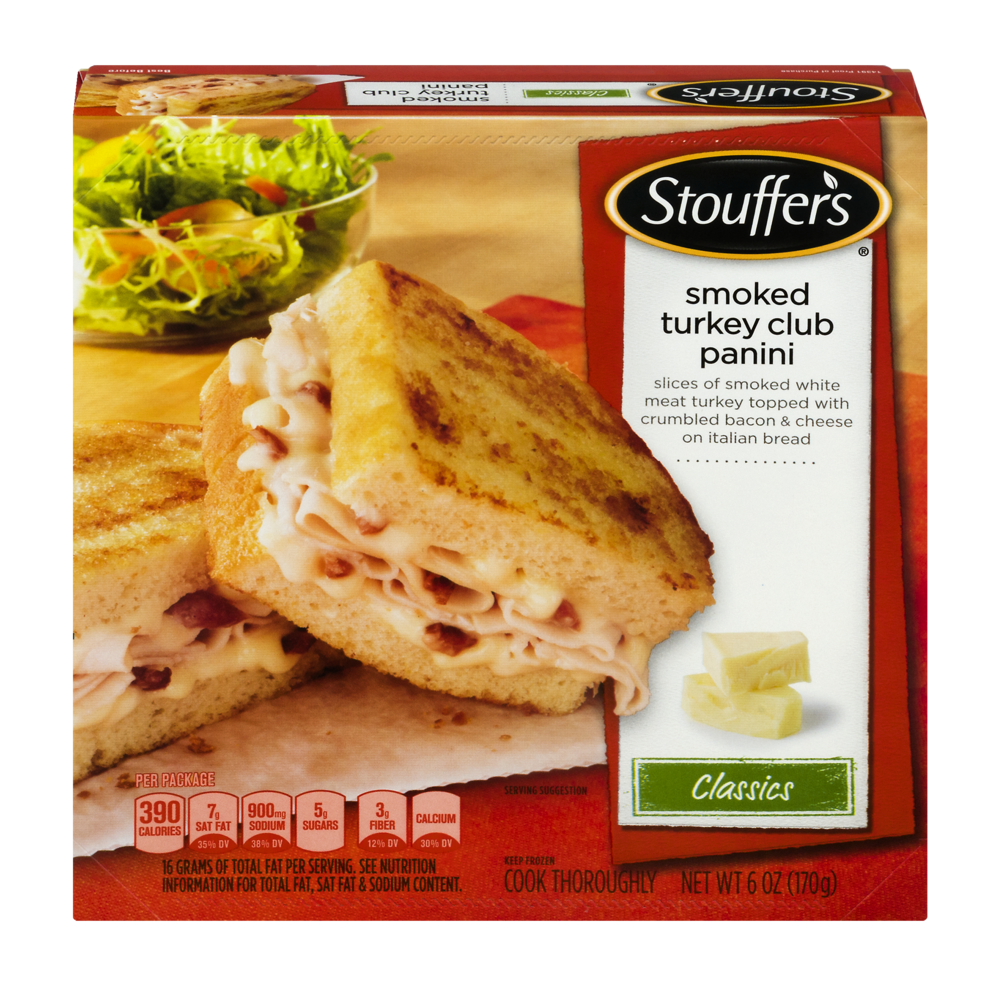 slide 1 of 4, Stouffer's Panini - Corner Bistro Smoked Turkey Club, 6 oz