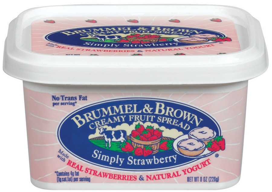 slide 1 of 1, Brummel & Brown Vegetable Oil Spread With Yogurt Strawberry, 8 oz