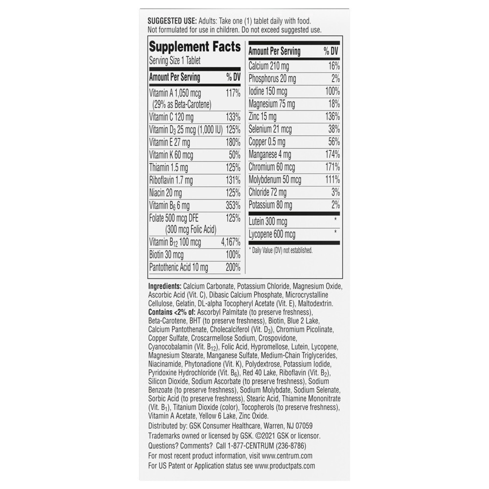 slide 12 of 85, Centrum Multivitamin/Multimineral 120 ea, 120 ct