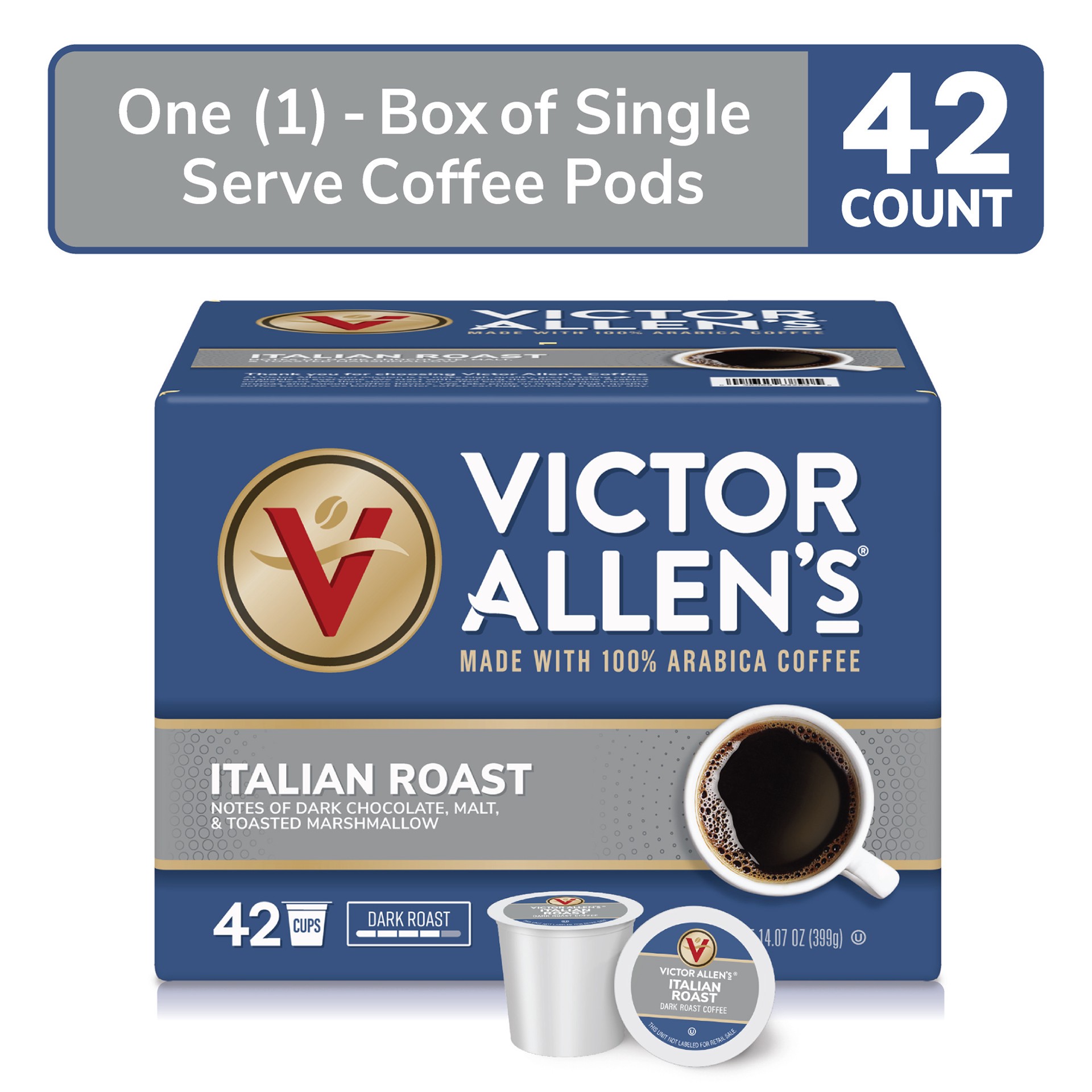slide 2 of 5, Victor Allen's Coffee Italian Roast, Dark Roast, , Single Serve Coffee Pods for Keurig K-Cup Brewers- 42 ct, 42 ct