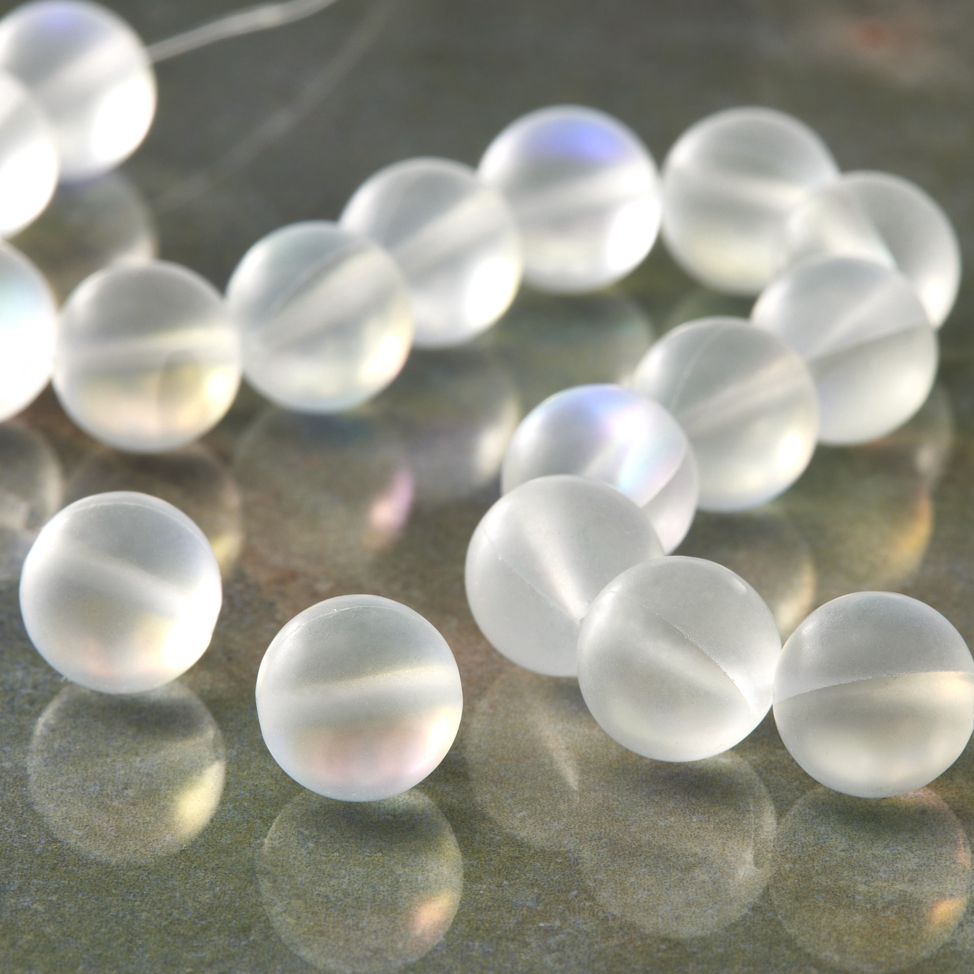 slide 3 of 3, White Opal Glass Round Beads, 10mm By Bead Landing, 10mm