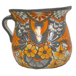 Blue Orange Pottery Orange Gray Pitcher Planter