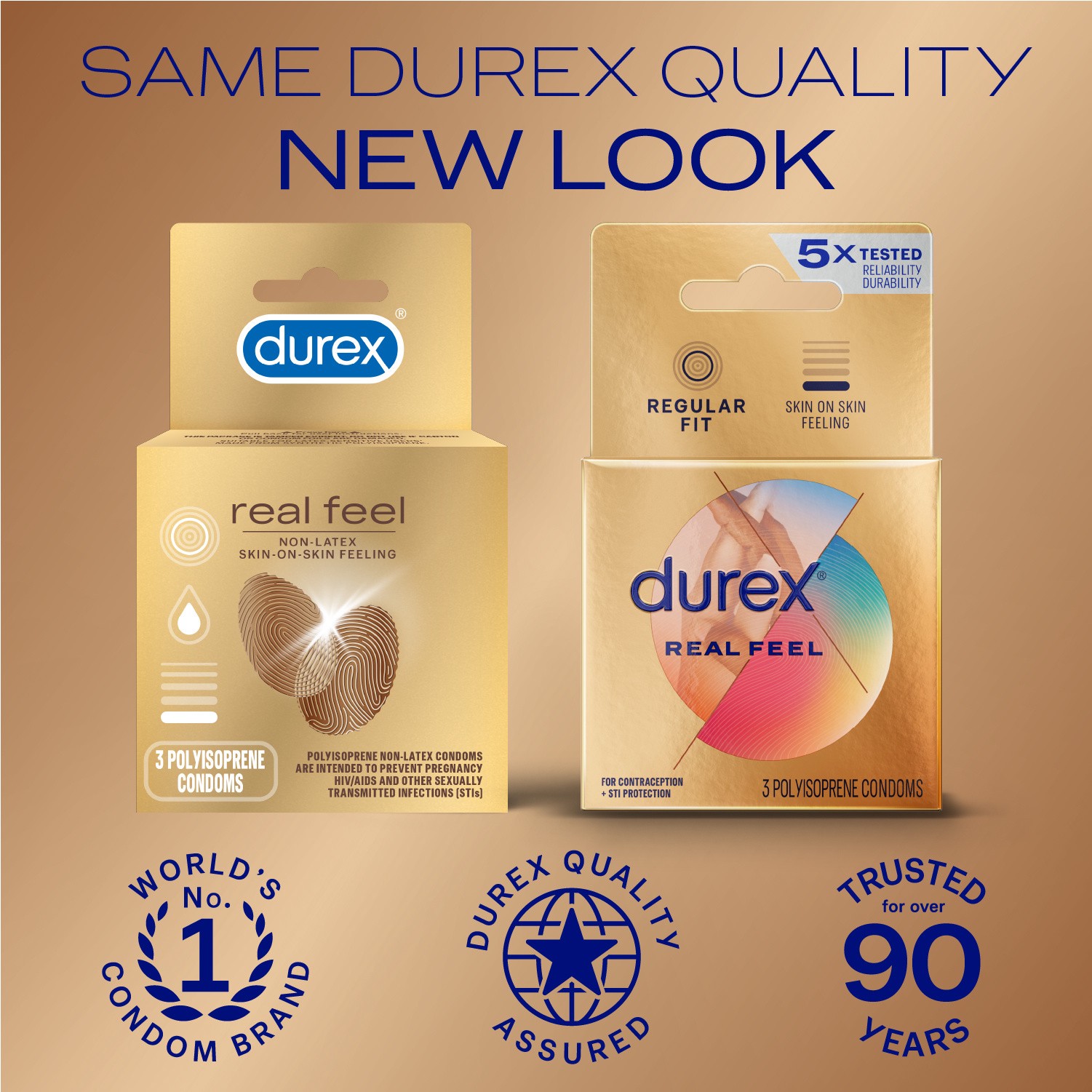 slide 5 of 5, Durex Real Feel Avanti Bare Polyisoprene Non-Latex Condoms, 3 Count, 3 ct