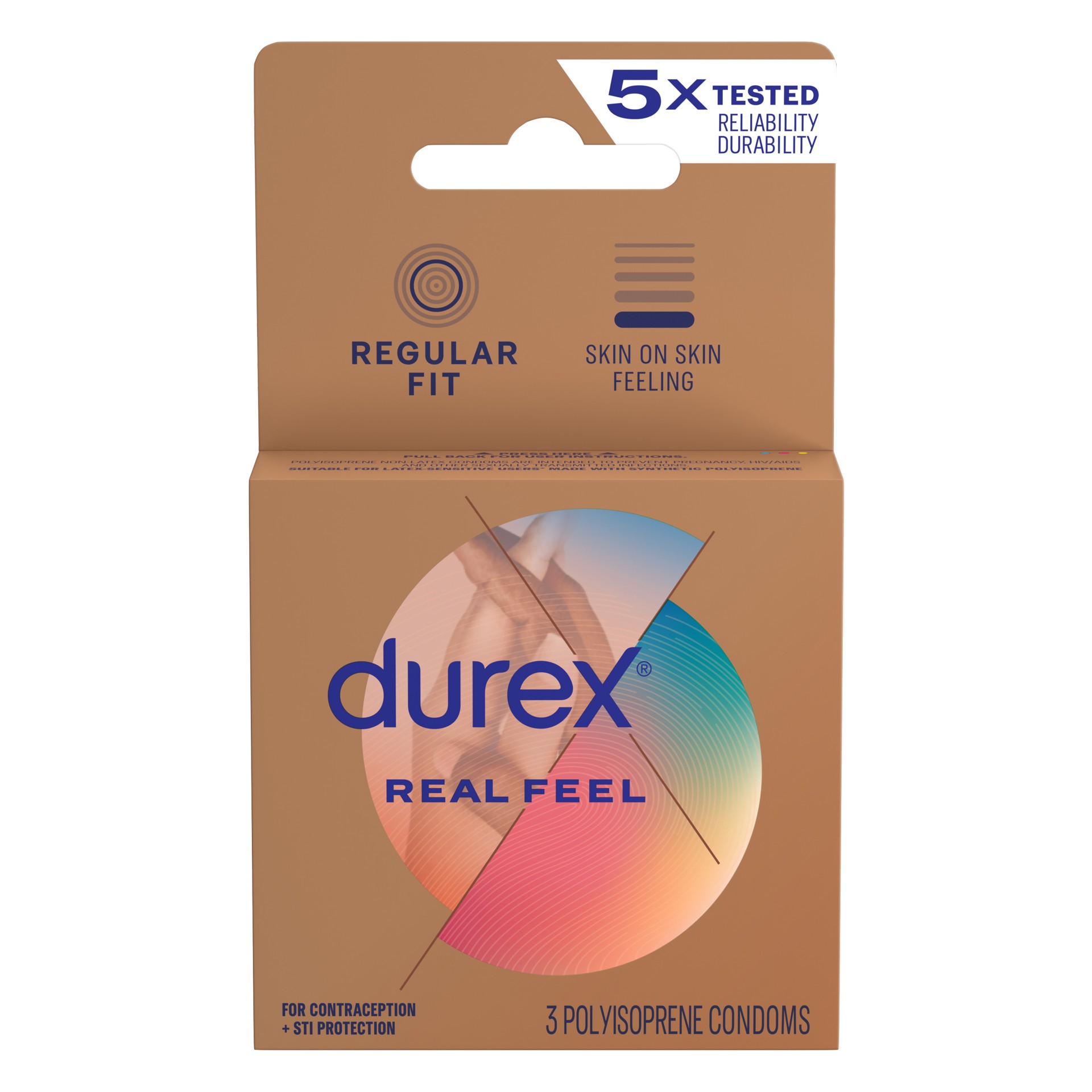 slide 1 of 5, Durex Real Feel Avanti Bare Polyisoprene Non-Latex Condoms, 3 Count, 3 ct