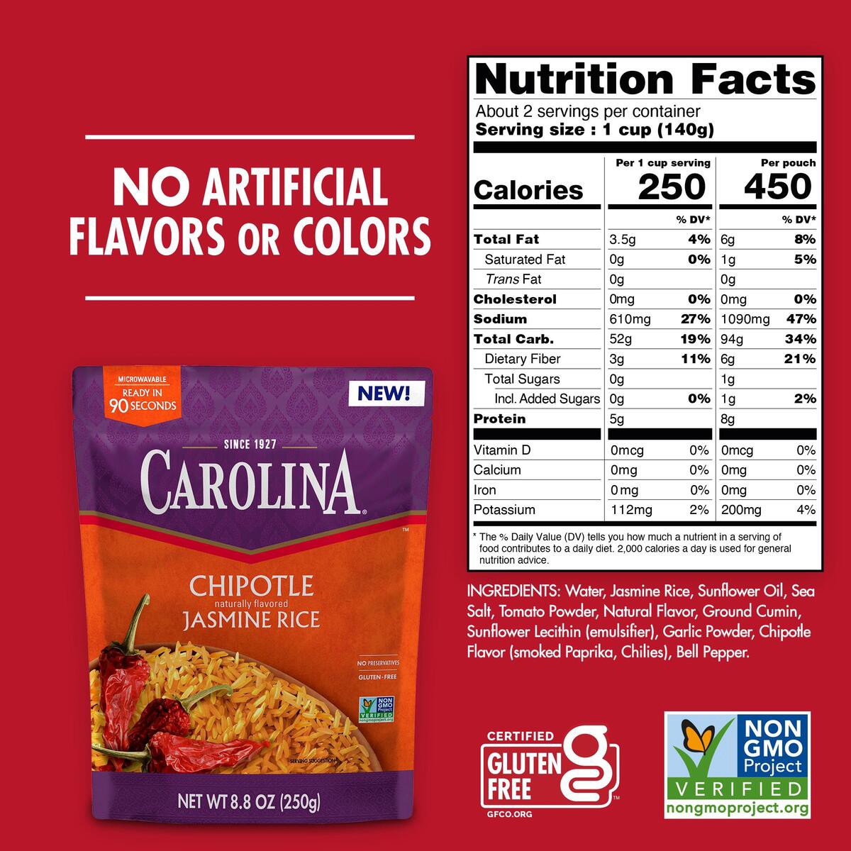 slide 5 of 5, Carolina Jasmine Rice, Chipotle, 8.80 oz