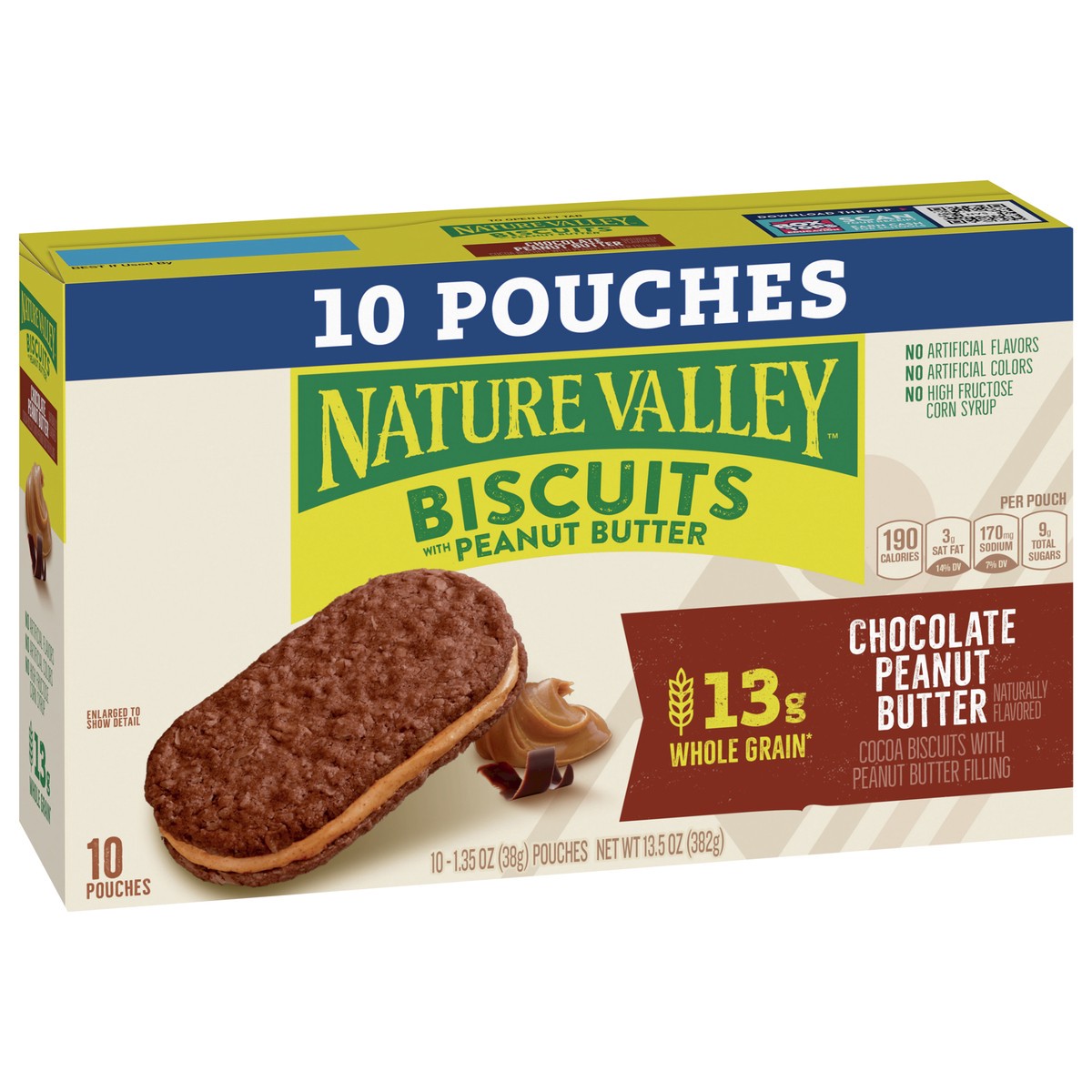 slide 4 of 14, Nature Valley Biscuit Sandwiches, Chocolate Peanut Butter Value Pack, 10 Bars, 13.5 OZ, 10 ct