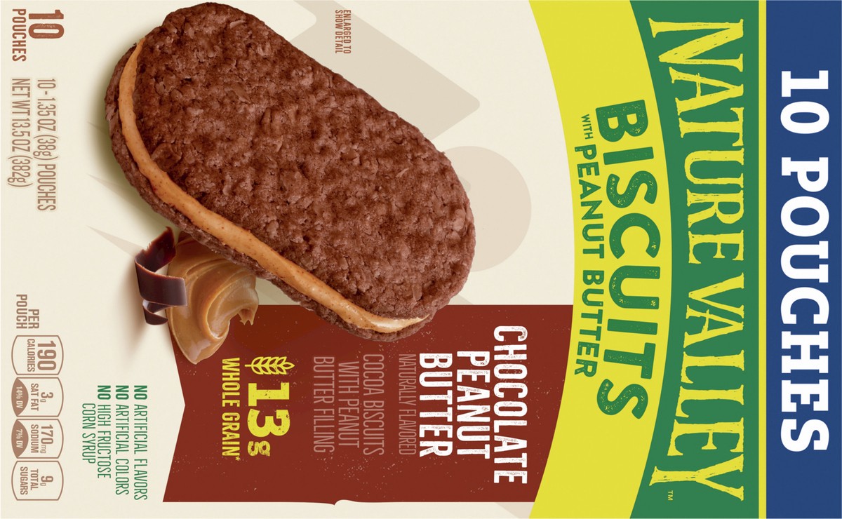 slide 14 of 14, Nature Valley Biscuit Sandwiches, Chocolate Peanut Butter Value Pack, 10 Bars, 13.5 OZ, 10 ct