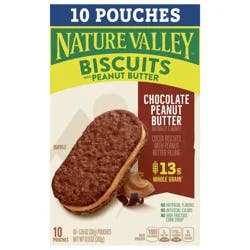 Nature Valley Biscuit Sandwiches, Chocolate Peanut Butter Value Pack, 10 Bars, 13.5 OZ
