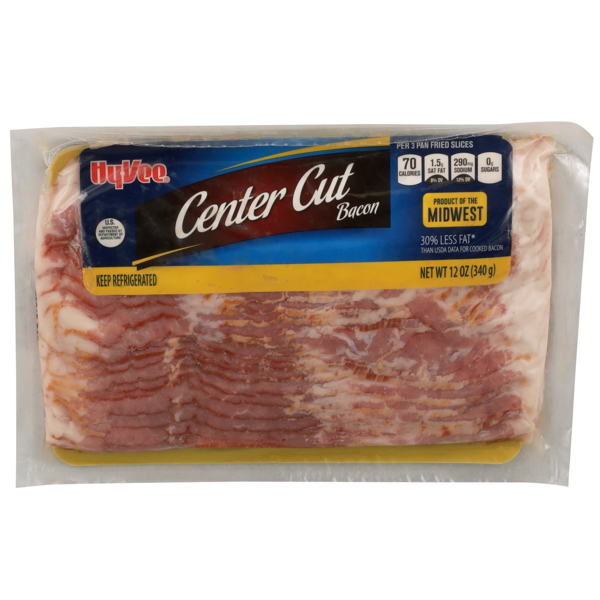 slide 1 of 1, Hy-vee Center Cut Bacon, 12 oz