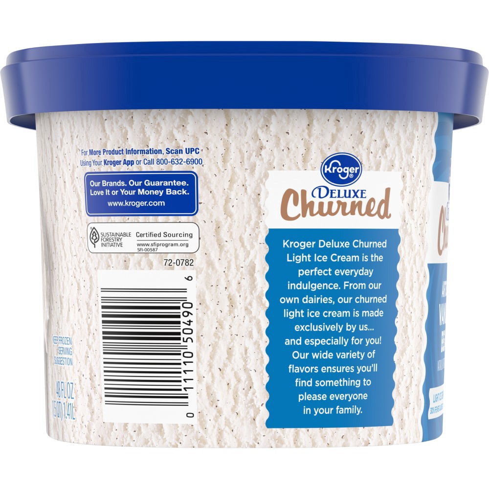 slide 2 of 5, Kroger Deluxe Churned Artisan Vanilla Bean Light Ice Cream, 48 fl oz