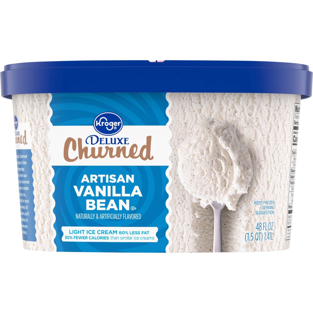 slide 5 of 5, Kroger Deluxe Churned Artisan Vanilla Bean Light Ice Cream, 48 fl oz