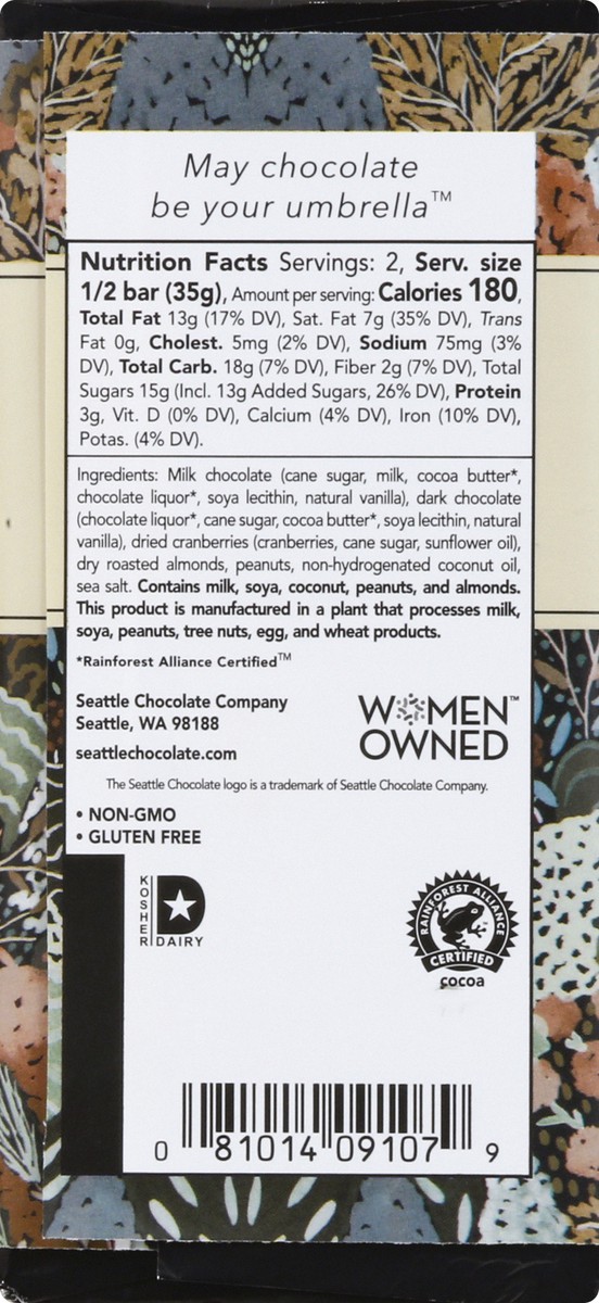 slide 4 of 9, Seattle Chocolate Double Chocolate Trail Mix Truffle Bar 2.5 oz, 2.5 oz