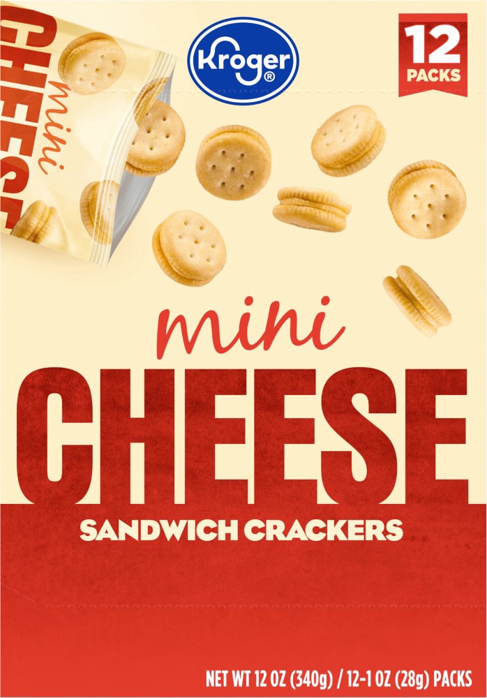 slide 1 of 3, Kroger Mini Cheese Sandwich Crackers, 12 ct; 1 oz
