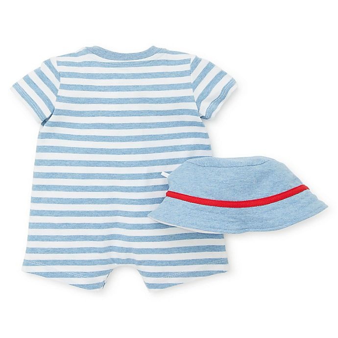 slide 2 of 2, Little Me Newborn Baseball Stripe Romper and Hat Set - White/Blue, 2 ct