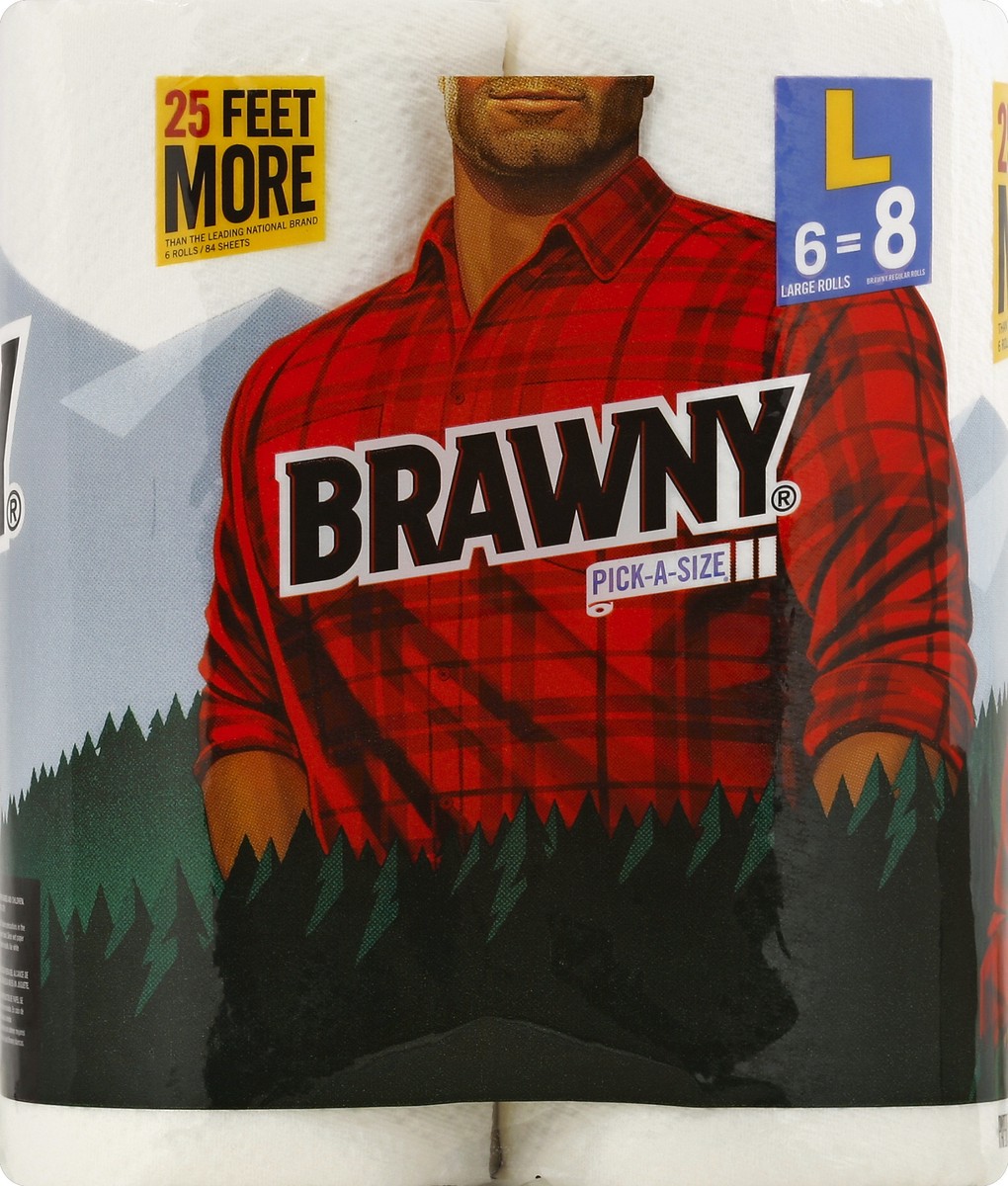 slide 3 of 4, Brawny Paper Towels - 6 Large Rolls, 1 ct