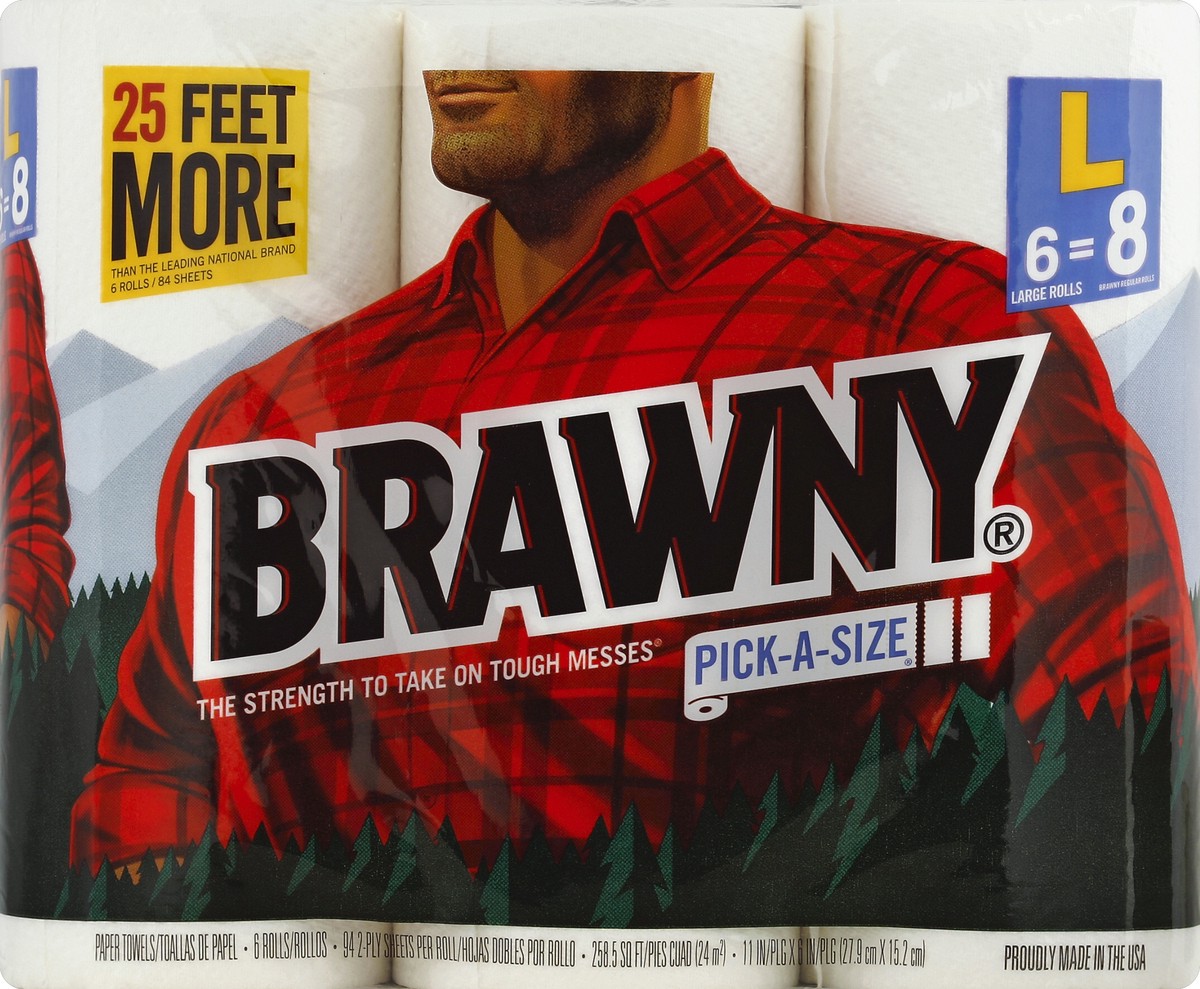 slide 4 of 4, Brawny Paper Towels - 6 Large Rolls, 1 ct